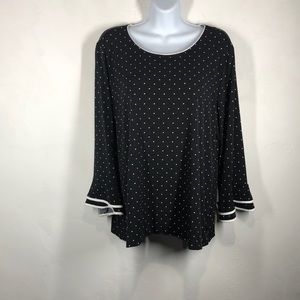 Karl Lagerfeld black and white polka dot blouse size large